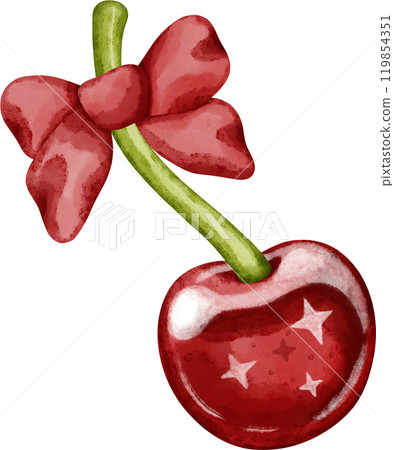 Coquette cherry with red bow Coquette cherry with red bow 119854351