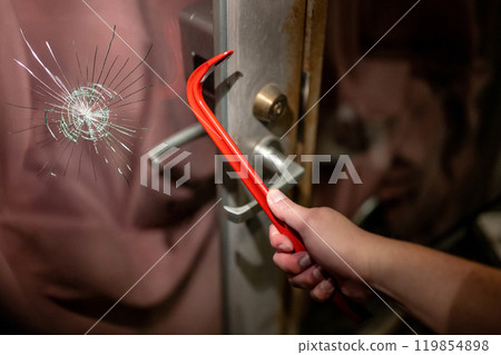 Broken window glass Broken window glass 119854898