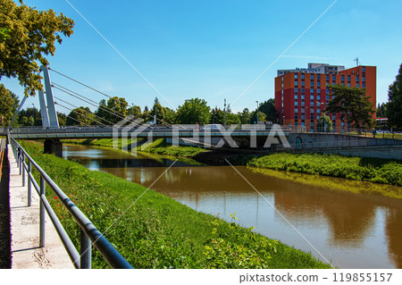View of the Slovak city of Nitra. View of the city and the river Nitra. View of the Slovak city of Nitra. View of the city and the river Nitra. 119855157
