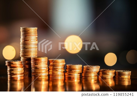 Coins and meticulously arranged growth piles are brought to the forefront, conveying the finance and banking concept, with property acquisition planning in mind. Created with generative AI tools 119855241
