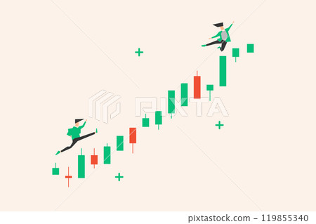 business person trading success growing growth market investment finance concept. business happy professional profit bullish graph stock market chart investor economy work vector. 119855340