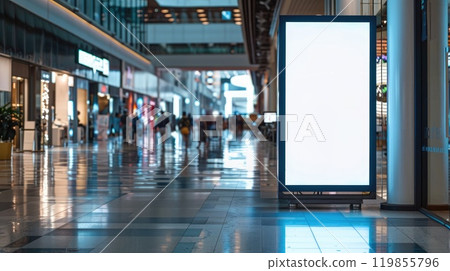 Blank space billboard advertising in shopping mall, Concept of marketing communication to promote or sell idea 119855796
