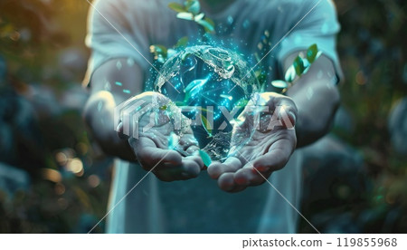 Image of a young man who supports the economy and ecology of the planet 119855968