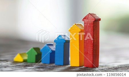 A row of wooden houses are stacked on top of each other A row of wooden houses are stacked on top of each other 119856014