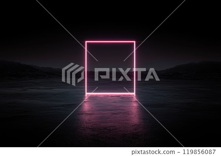 Neon Purple Square in Dark Space Neon Purple Square in Dark Space 119856087