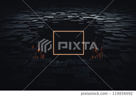 Neon Orange Square in Black Background Neon Orange Square in Black Background 119856092