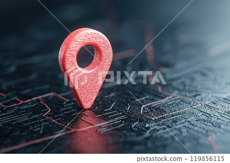 Red Map Pin on Abstract Navigation Background 119856115