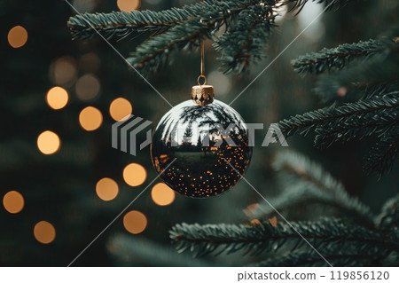 Close-Up of a Beautifully Lit Christmas Ornament Close-Up of a Beautifully Lit Christmas Ornament 119856120