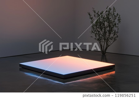 Neon Rectangle with Blue and Pink Hues in Modern Space 119856251