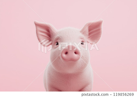 Whimsical Rotund Piglet with Tiny Paws and Snout Whimsical Rotund Piglet with Tiny Paws and Snout 119856269