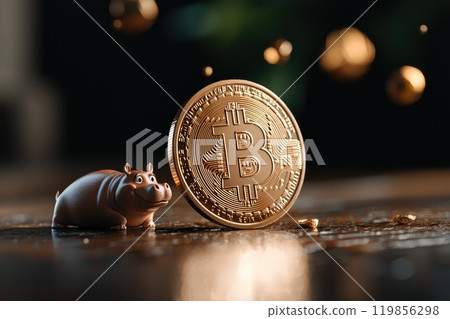 Shiny Cryptocurrency Coin with Bright Highlights 119856298