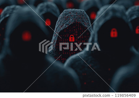 Mysterious Hackers in Hoodies with Digital Elements Mysterious Hackers in Hoodies with Digital Elements 119856409