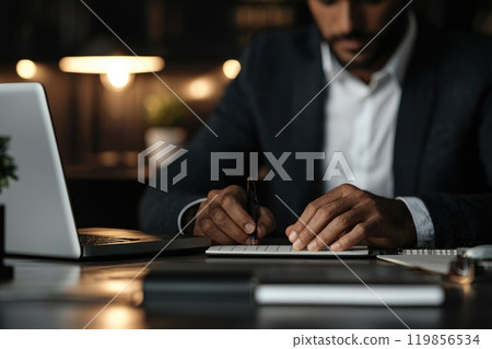 Minimalistic Team Brainstorming Session in Office 119856534