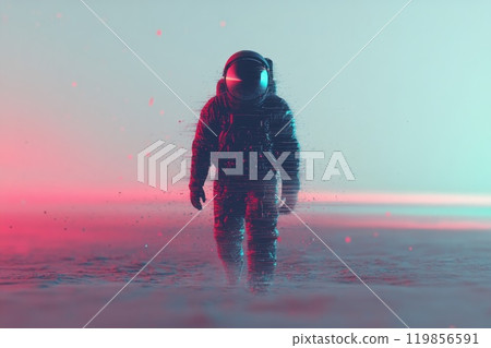 Solitary Astronaut Walking on Moon's Surface Solitary Astronaut Walking on Moon's Surface 119856591