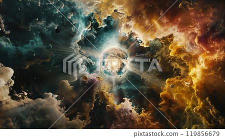 A cosmic choreography unfolds, planets and stars locked in an eternal dance A cosmic choreography unfolds, planets and stars locked in an eternal dance 119856679