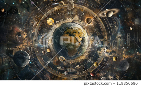 A swirling ballet of planets and celestial bodies pirouette across the cosmos A swirling ballet of planets and celestial bodies pirouette across the cosmos 119856680