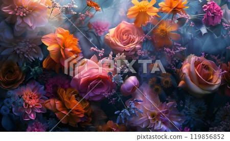 Background image as an expression of love through flowers and thoughtful gifts 119856852