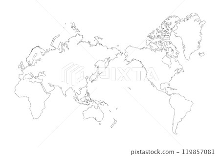 World map black line drawing World map black line drawing 119857081