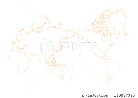 世界地圖的橘色線圖 世界地圖的橘色線圖 119857089