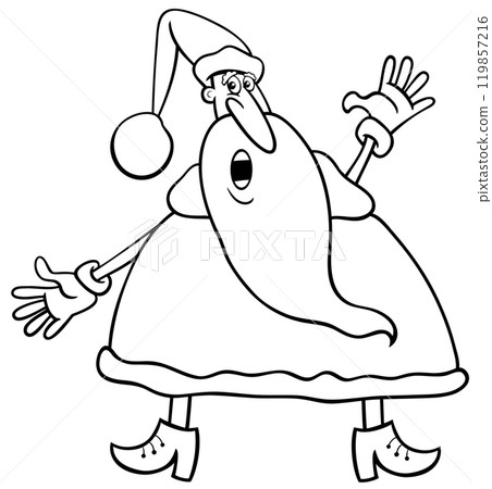 funny cartoon Santa Claus singing a carol coloring page 119857216