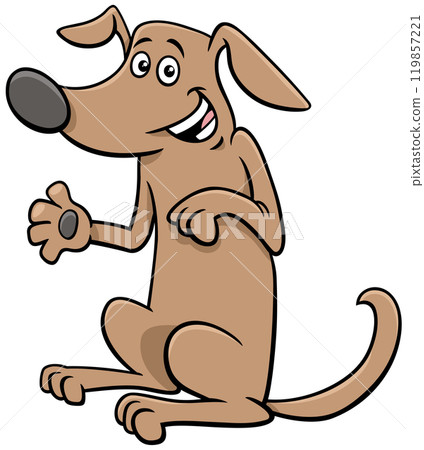 funny cartoon dog animal character waving his paw funny cartoon dog animal character waving his paw 119857221