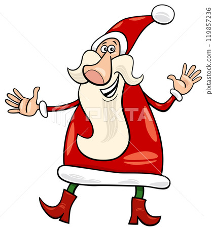 funny cartoon Santa Claus character on Christmas time funny cartoon Santa Claus character on Christmas time 119857236