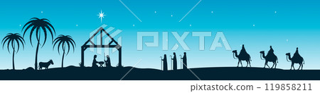 Illustration of the birth of Jesus Christ. 119858211