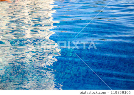 Blue ripped water in swimming pool Summer vacation Banner 119859305