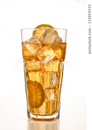 iced tea with lemon on white background 1 119859335