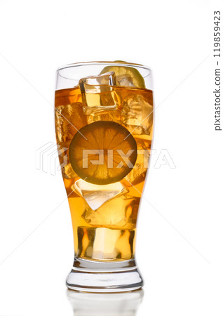 Thai iced tea isolated on a white background Thai iced tea isolated on a white background 119859423