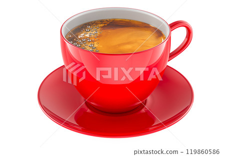 Red cup of coffee, 3D rendering 119860586