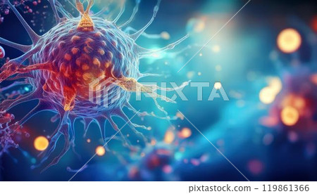癌細胞等病原體的 3D 插圖 醫療材料 癌細胞等病原體的 3D 插圖 醫療材料 119861366