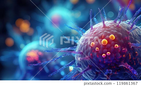 3D illustration of pathogens such as cancer cells Medical material 3D illustration of pathogens such as cancer cells Medical material 119861367