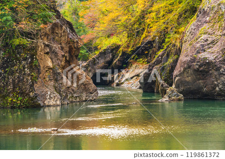 [Niigata Prefecture] Autumn leaves near Sarutobi Bridge in Akiyamago 119861372