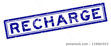 Grunge blue recharge word square rubber seal stamp on white background Grunge blue recharge word square rubber seal stamp on white background 119862033