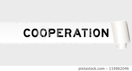 Ripped gray paper background that have word cooperation under torn part Ripped gray paper background that have word cooperation under torn part 119862046
