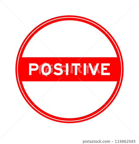 Red color round seal sticker in word positive on white background Red color round seal sticker in word positive on white background 119862085