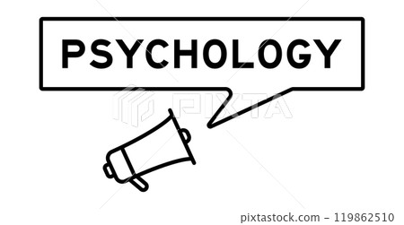 Megaphone icon with speech bubble in word psychology on white background 119862510