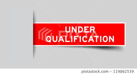 Red color square label sticker with word under qualification that inserted in gray background Red color square label sticker with word under qualification that inserted in gray background 119862539
