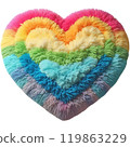 Colorful Rainbow Heart Rug with Soft Fur Texture 119863229