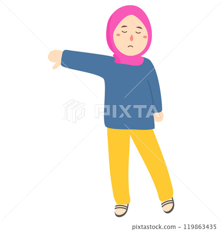 thumbs down gesture woman hijab 119863435
