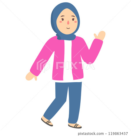 woman hijab cute walk 119863437