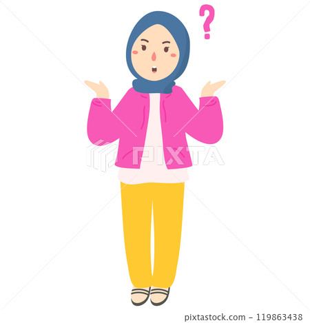 woman hijab feel confused 119863438