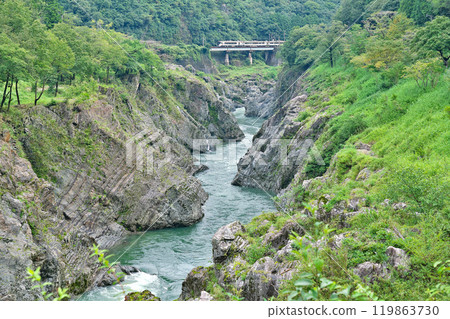 [The potholes of Hisuikyo and the JR Takayama Main Line] Kamiaso, Hichiso-cho, Kamo-gun, Gifu Prefecture 119863730