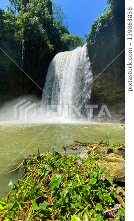 Hikong Alo Falls with water splash and mist. Lake Sebu. South Cotabato, Philippines. Hikong Alo Falls with water splash and mist. Lake Sebu. South Cotabato, Philippines. 119863838