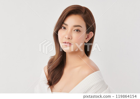 Beautiful young asian woman with clean fresh skin on white background, Face care, Facial treatment, Cosmetology, beauty and spa, Asian women portrait. 119864154