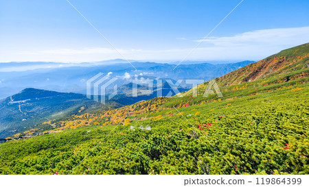 秋季登山禦嶽山：從山路眺望（八合目石室避難所～大瀧山頂） 119864399
