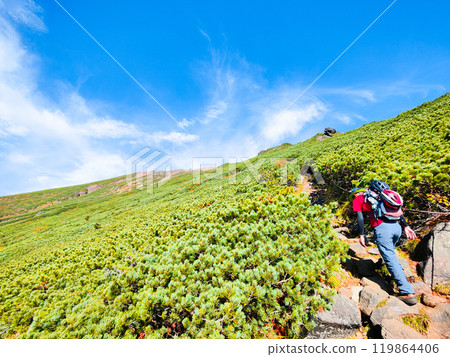 Climbing Mt. Ontake in autumn: From the 8th Station Stone Refuge Hut to the summit of Otaki Climbing Mt. Ontake in autumn: From the 8th Station Stone Refuge Hut to the summit of Otaki 119864406