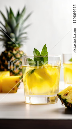 Pineapple cocktail. Summer refreshing tropical drink. Generative AI Pineapple cocktail. Summer refreshing tropical drink. Generative AI 119864615
