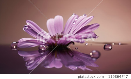 close up of violet flower with drops of water. Generative AI 119864747